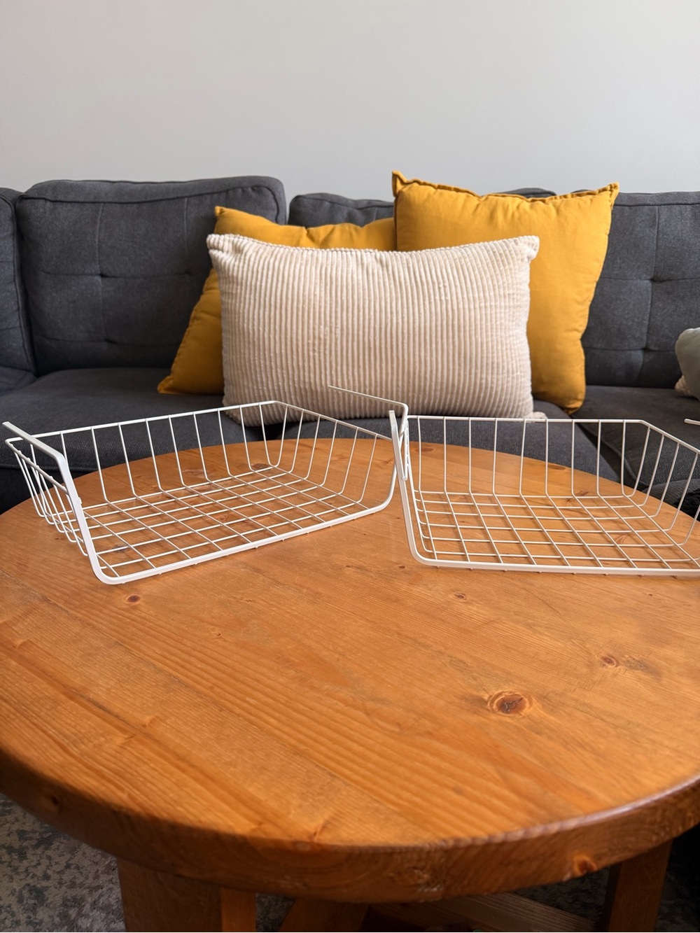 White Metal Wire Storage Baskets - Set of 2